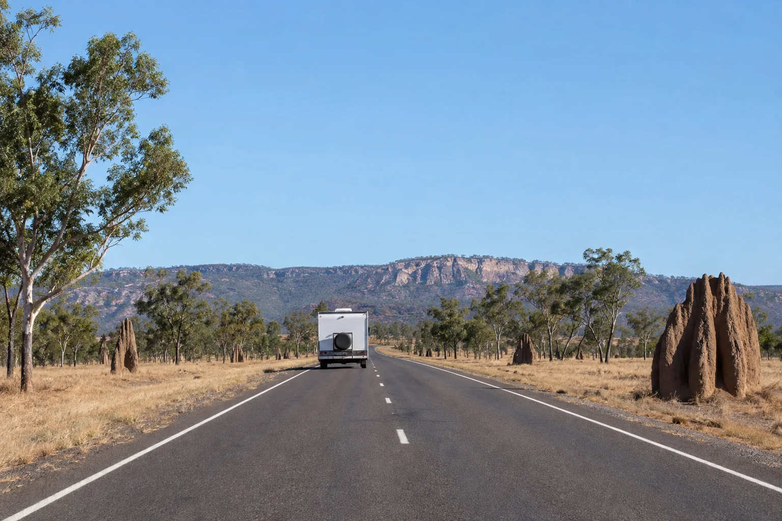Caravan travelling through the tropical north on the Big Lap