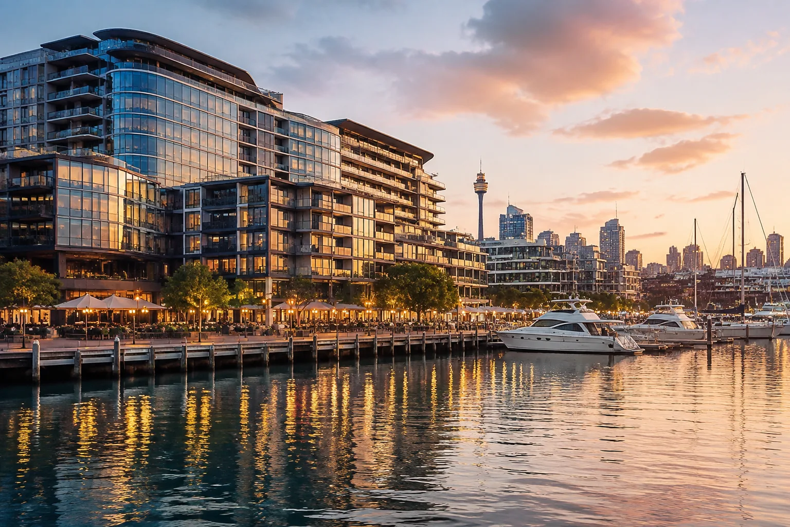 Casino resort towers on Sydney's Pyrmont peninsula