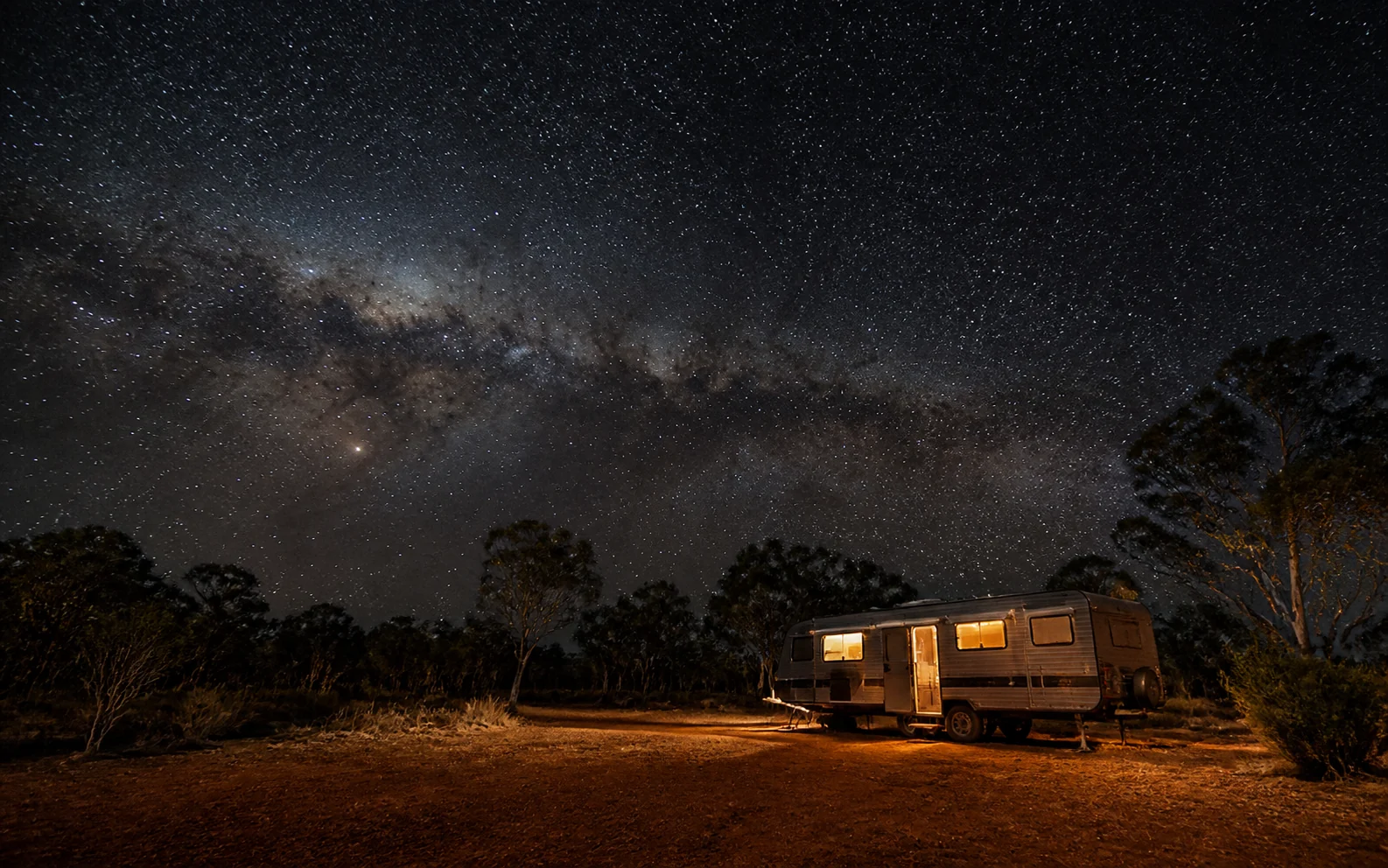 Milky Way visible over an outback free camp